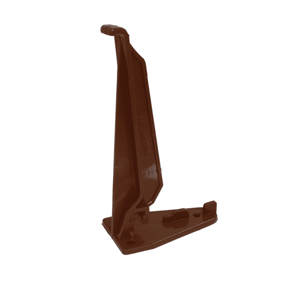 dark brown Aquaflow 130mm Klassic Top Hung Ogee Fascia Bracket - installed