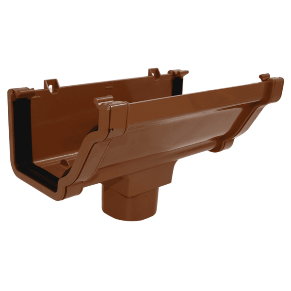 light brown Aquaflow 130mm Klassic Ogee Running Outlet - installed