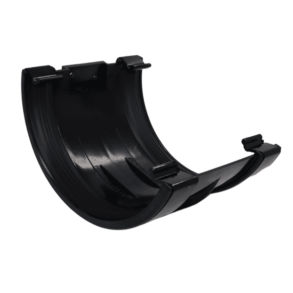 Black Aquaflow 170mm Half Round Union Bracket - installed