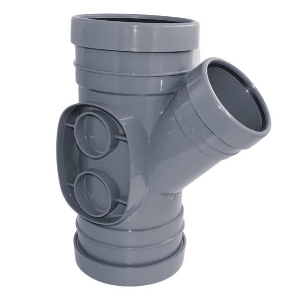 Aquaflow 160mm-110mm Triple Socket Reducer Tee 135° - installed