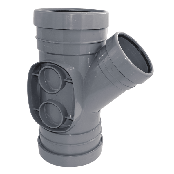 Aquaflow 160mm Pipe Triple Socket Tee 135° Branch - installed
