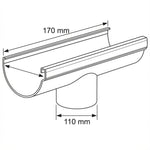170mm Half Round Running Outlet Drawing