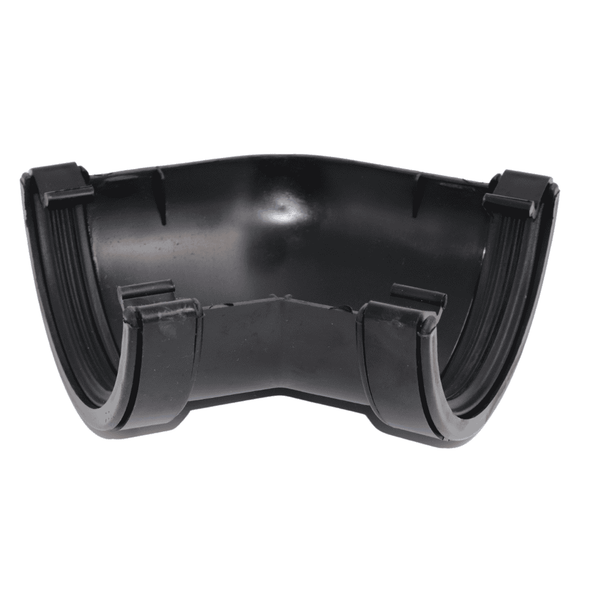 Black Aquaflow 112mm Half Round Gutter Angle 150° - installed