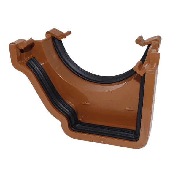 Light Brown Aquaflow Left Hand Half Round To Ogee Adaptor - installed