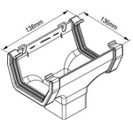 Aquaflow 114mm Square Running Outlet Gutter Drawing