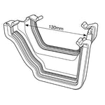 Aquaflow 130mm Left Hand Ogee Square Gutter Adaptor Drawing