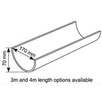 Aquaflow 170mm Half Round Gutter Drawing (2)