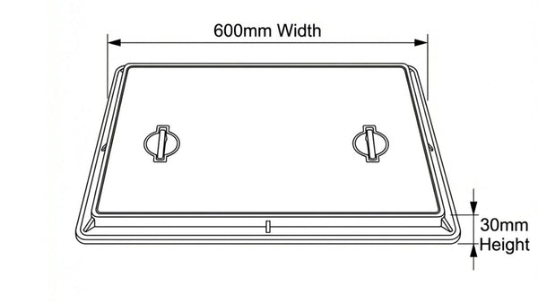 Aquaflow 24x18 Galvanised Manhole Cover & Frame drawing - installed