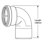 Aquaflow Plastic Round 112.5° Offset Bend 68mm Downpipe drawing