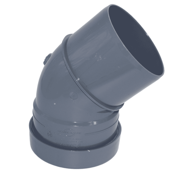 Aquaflow 110mm Push Fit Soil Single Socket Bend 135° - installed