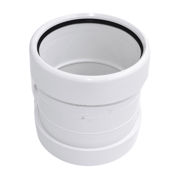 Aquaflow 110mm Push Fit Soil Pipe Double Socket Coupler - installed