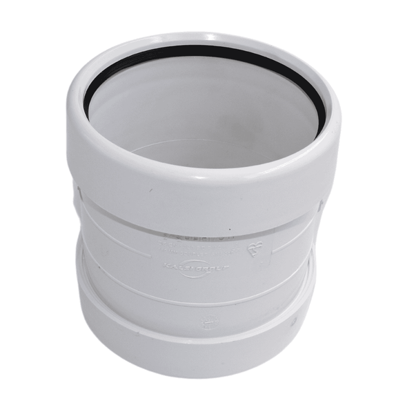 Aquaflow 110mm Push Fit Soil Pipe Single Socket Coupler - installed